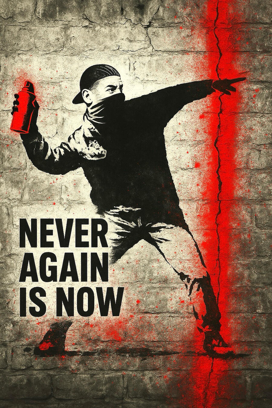 Marcel Kierszenbaum – Zionist Writer & Political Artist Street-art inspired digital portrait of Marcel Kierszenbaum with the slogan: Never Again Is Now – Silence Is Complicity.